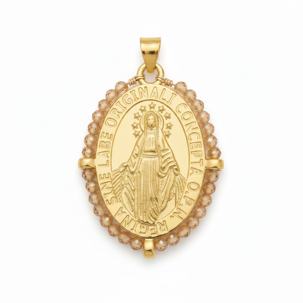 Charm Virgen Milagrosa pedrería Beige: Virgin