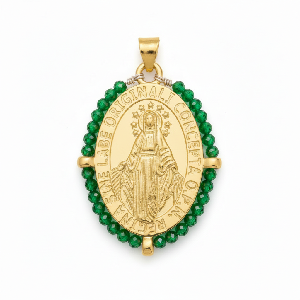 Charm Virgen Milagrosa pedrería Verde: Virgin