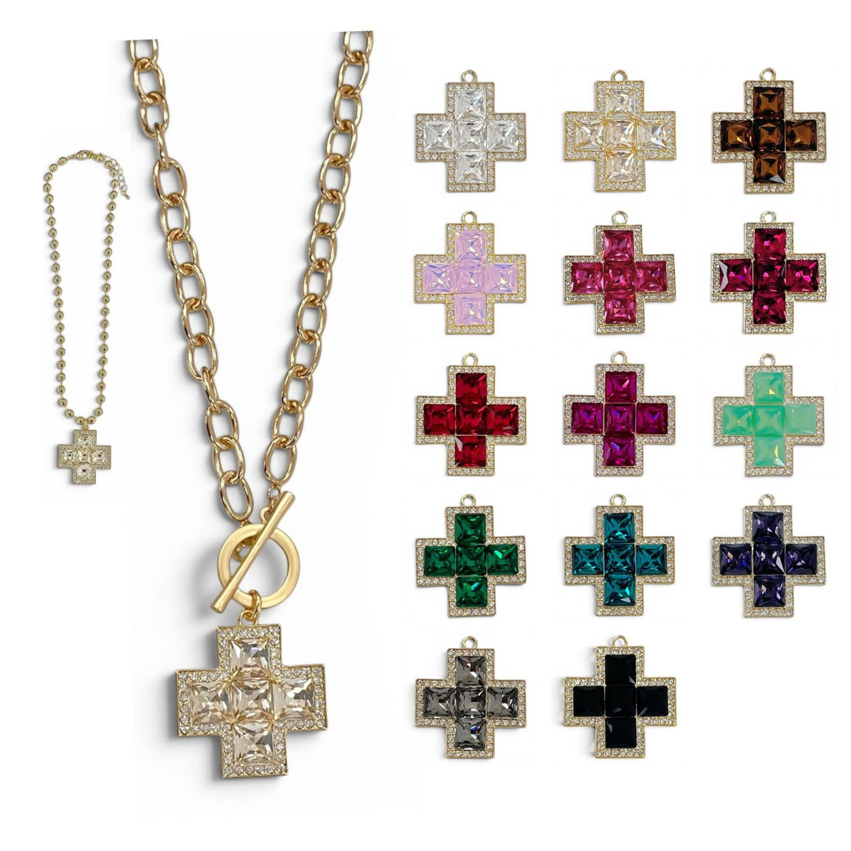 Charm Cruz de Cristales Pavé | Color a elegir