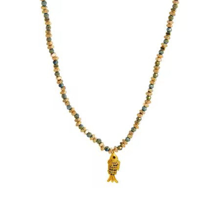 Collar Cuentas Doradas Pez Koi Negro: Ciutadella