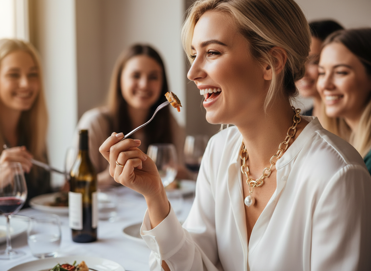 Collar de eslabones maxi con perla dorado
