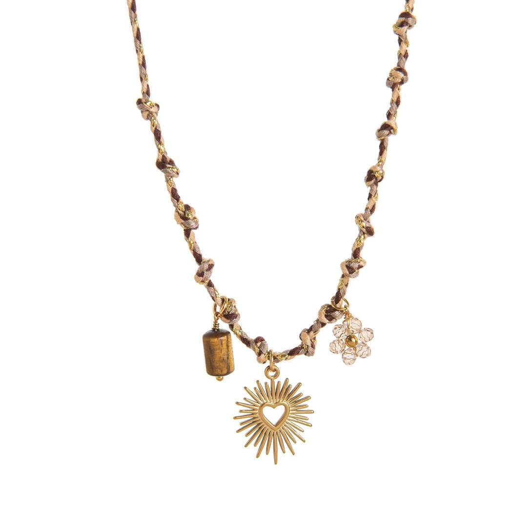 Collar Trenzado Charms Corazón Sol: Menorca