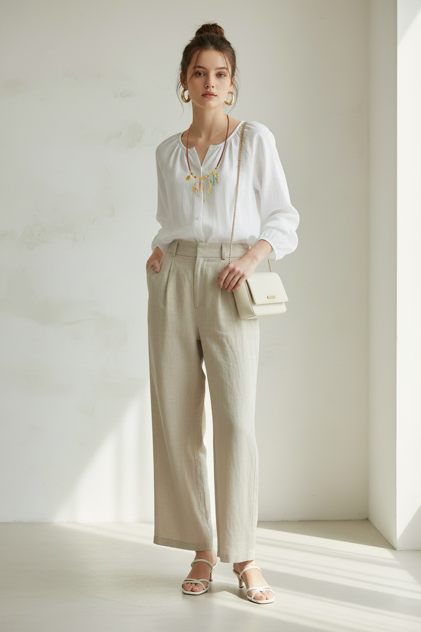 Camisa blanca con collar marino