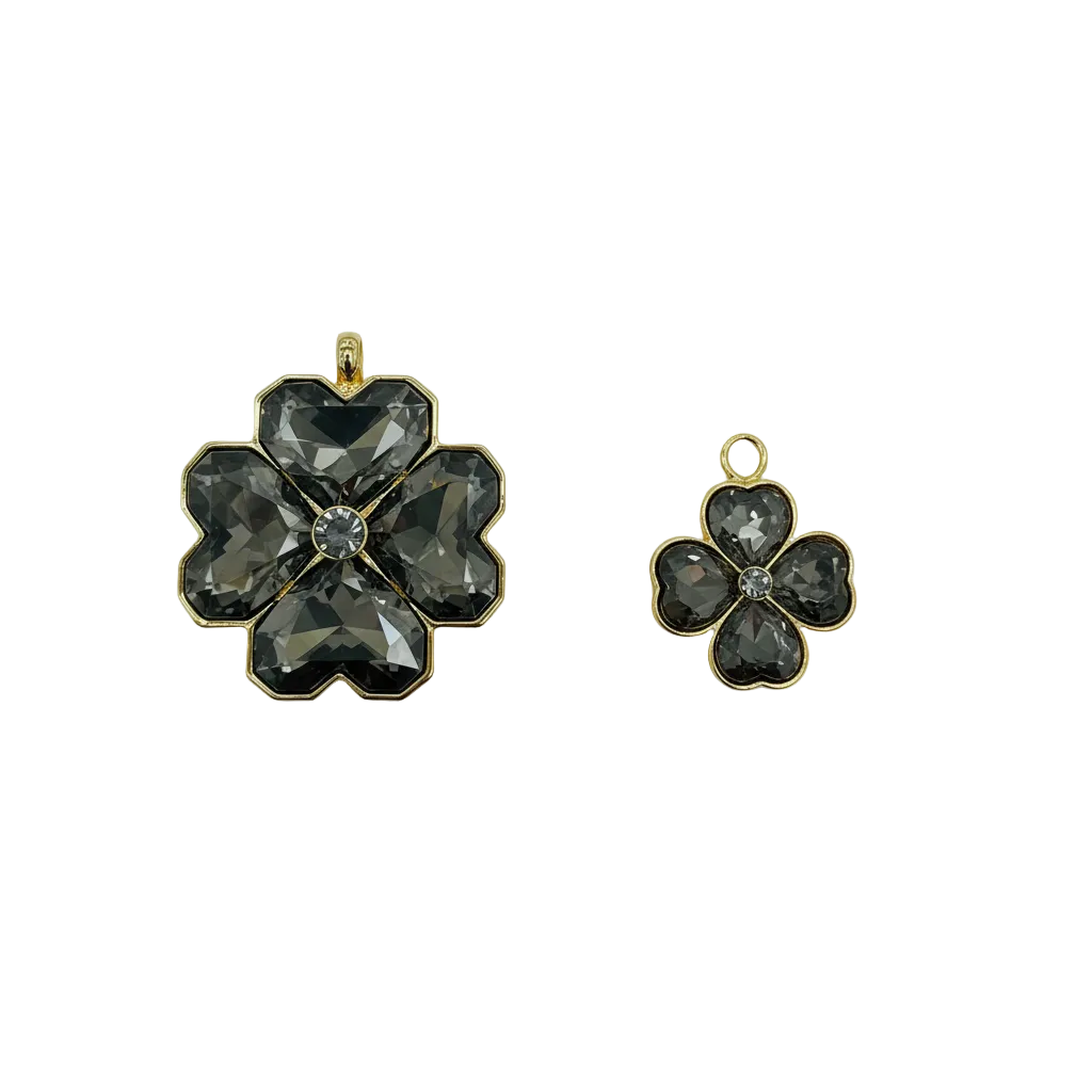 Charms flor grande y pequeño en gris