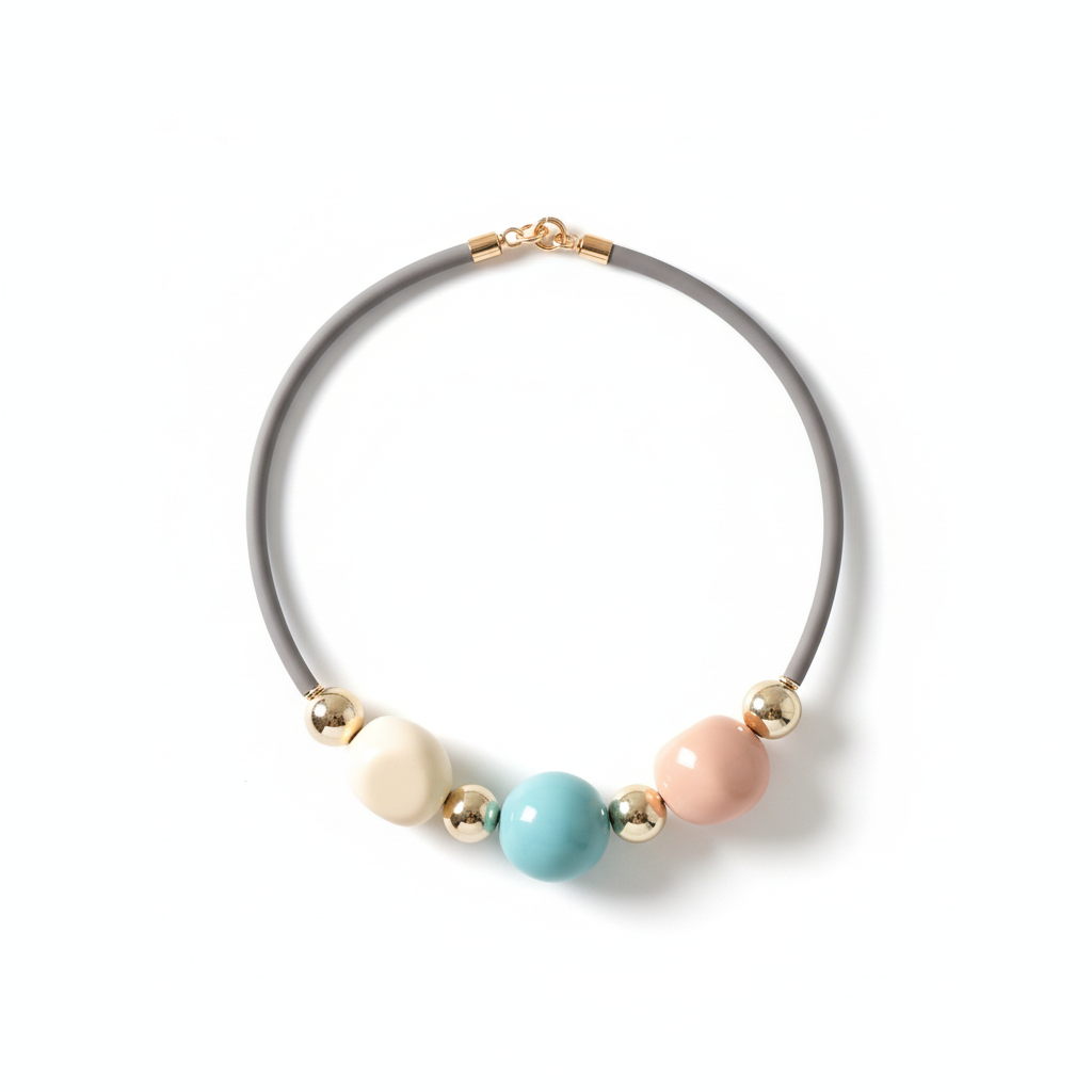Choker de cuero con bolas de resina