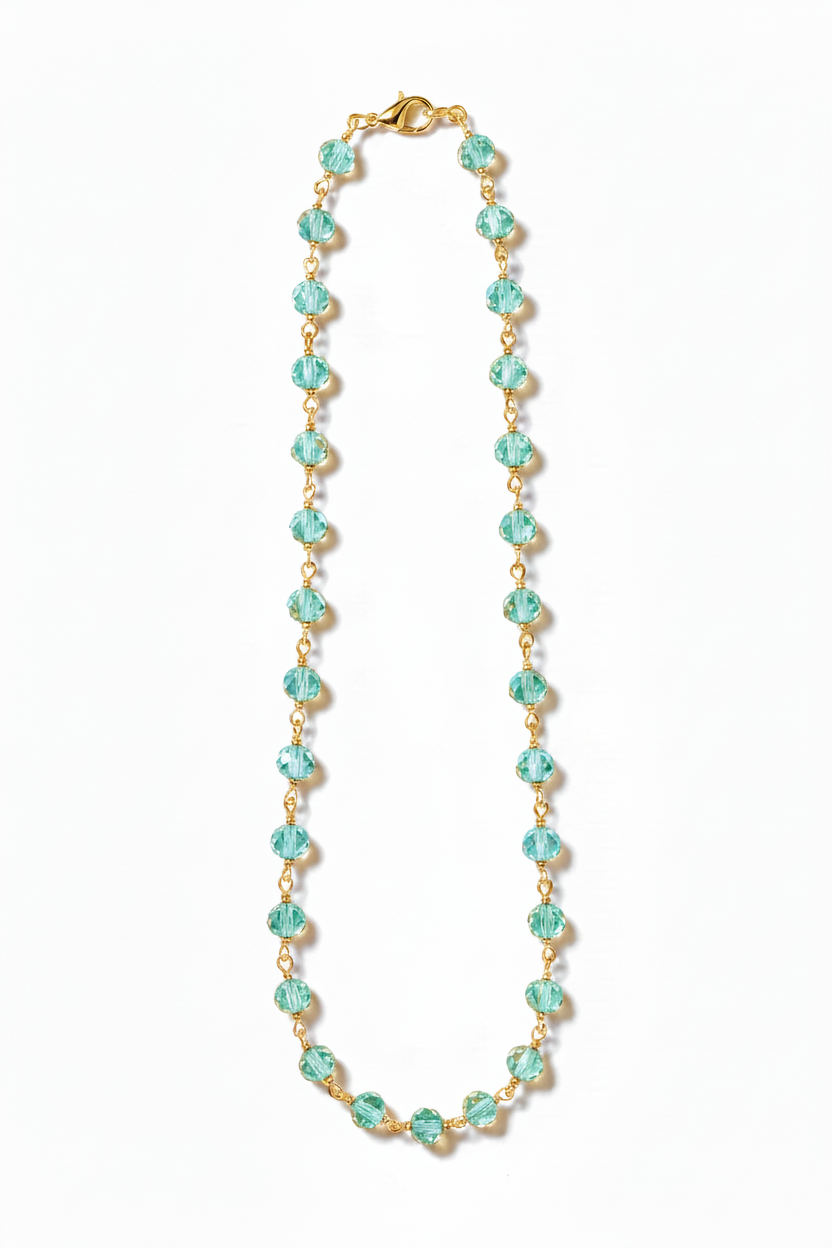 Collar Largo Pedrería Azul Cielo