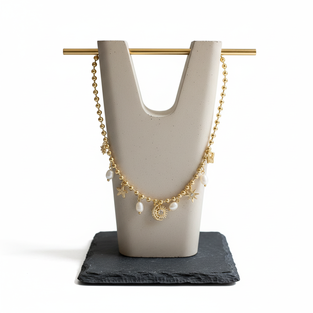 Collar charms y perlas
