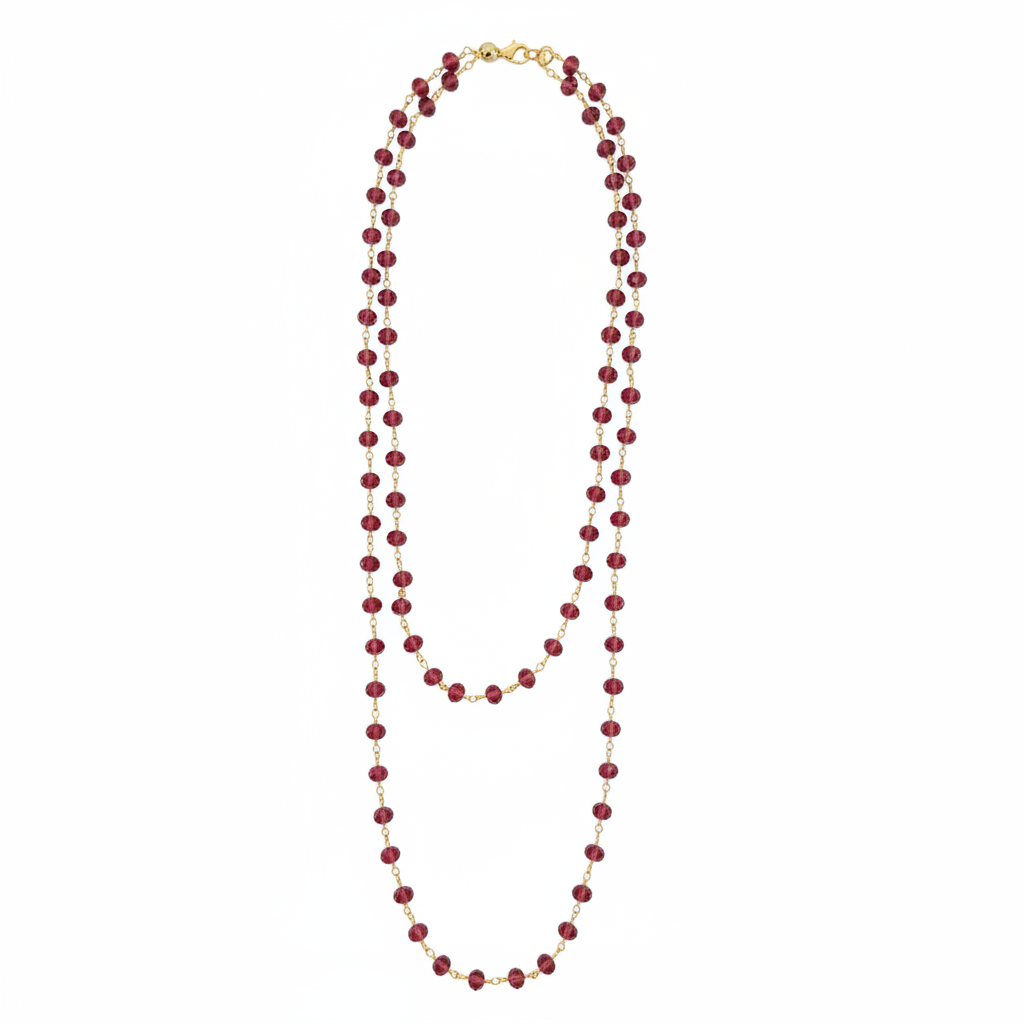 Collar Cristales Burdeos Flat Lay