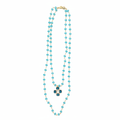 Collar Cristales Turquesa con Cruz Flat Lay