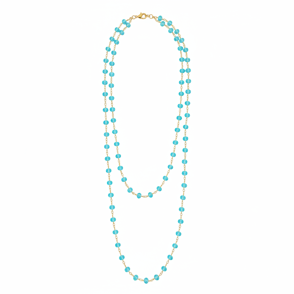 Collar Cristales Turquesa Flat Lay