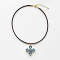 Collar Cruz Cristal Swarovski Azul