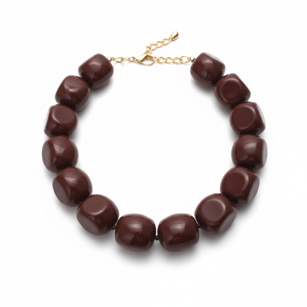 Collar bolas resina maxi Choco