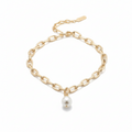 Collar de eslabones maxi con perla dorado:PEARL