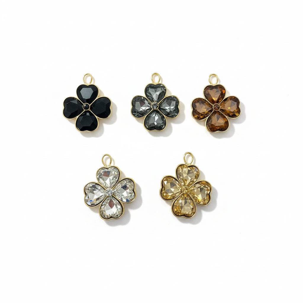 Charm Flor Cristal Champán y Dorado