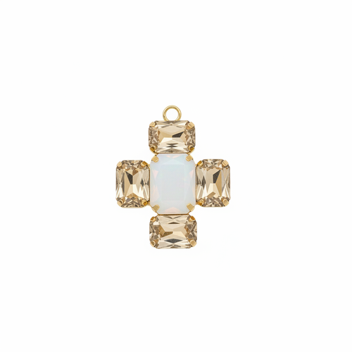 Charm Cruz Champán Opal bañado en oro 18k