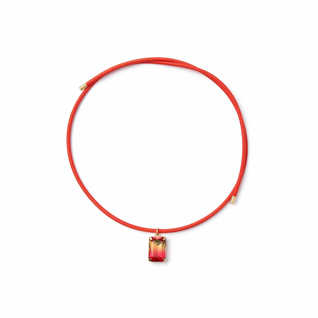 Gargantilla convertible pulsera rígida imantada piedra Swarovski roja