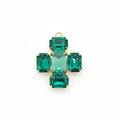 Charm Cruz Esmeralda Jade bañado en oro 18k
