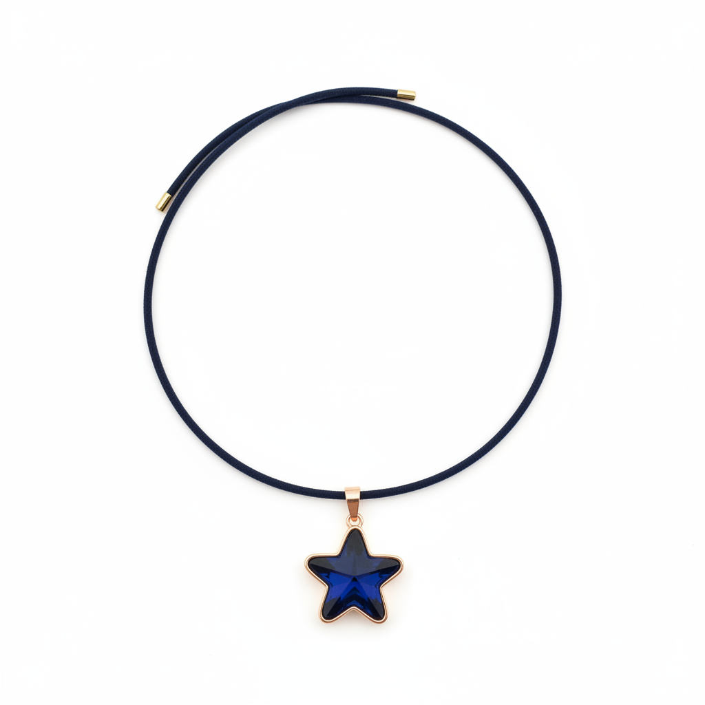 Choker Estrella de Cristal Azul Marino