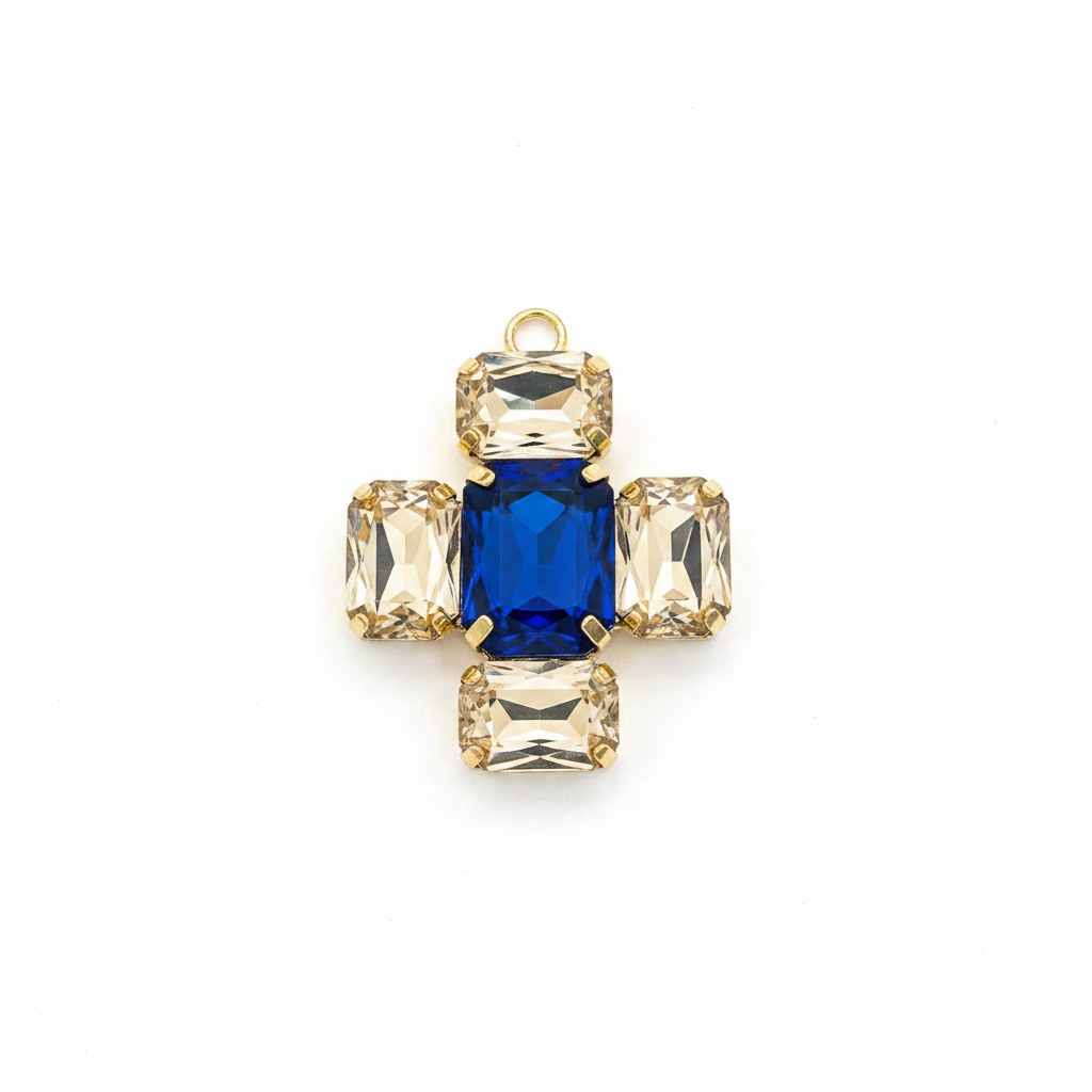 Charm Cruz Zafiro Champán bañado en oro 18k