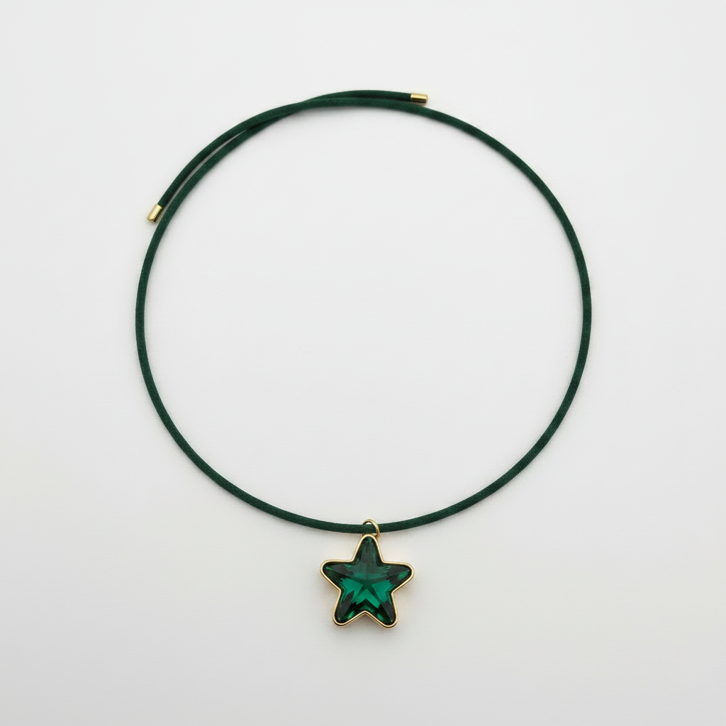 Choker Estrella de Cristal Verde Esmeralda