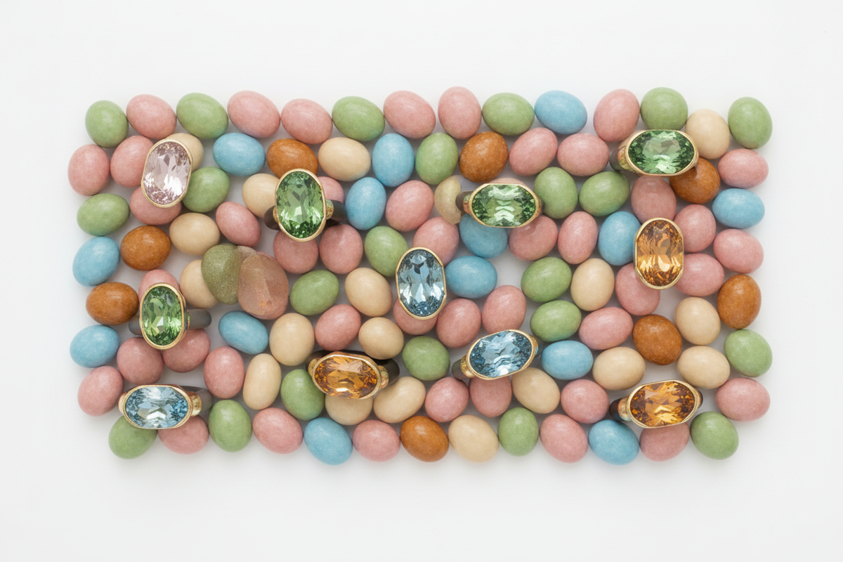 Mosaico minimalista caramelos y anillos Shine
