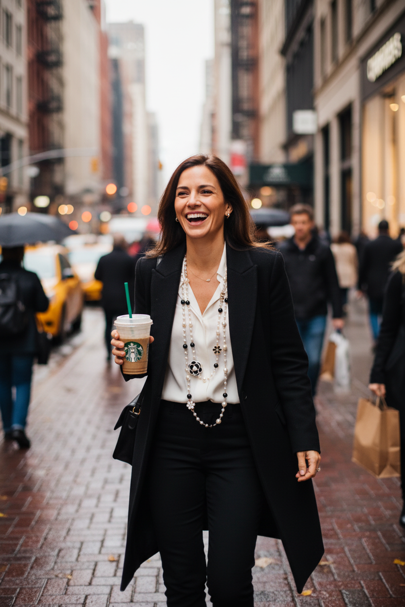 NYC Starbucks collar perlas camelia - versión B