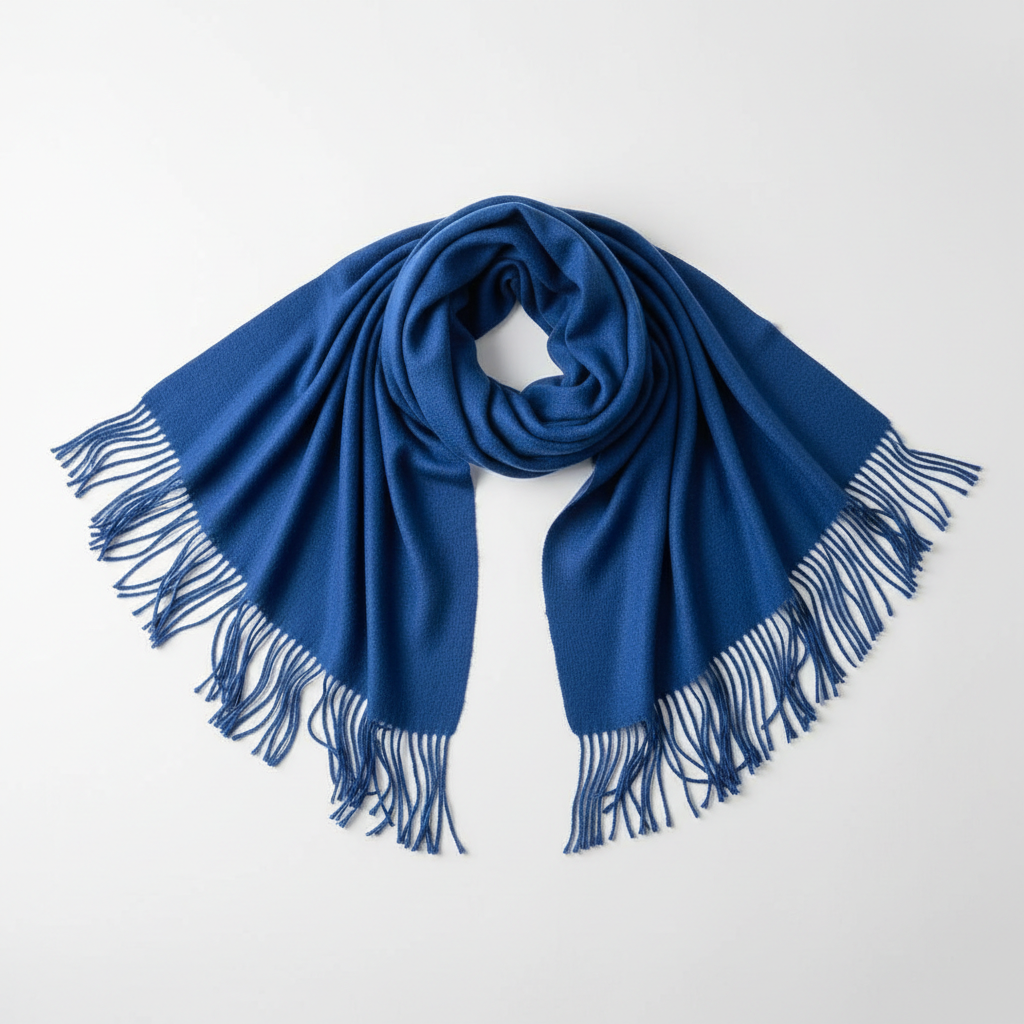Pañuelo flecos azul cobalto