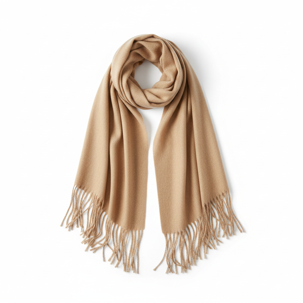 Pañuelo flecos beige