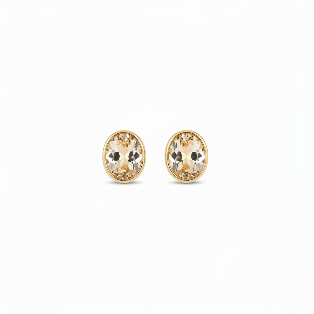 Pendientes Champagne Oval - Fondo blanco puro