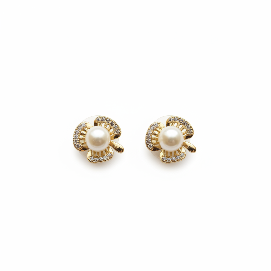 Pendientes flor con perla