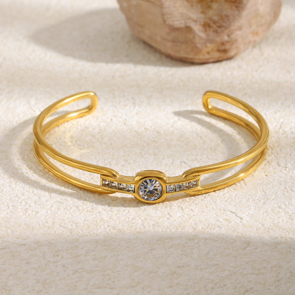 Pulsera Lumière Dorée - brazalete dorado con cristal central